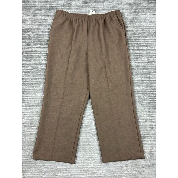 Alfred Dunner Pants Womens 18P Brown Pull On Elastic‎ Waist Polyester NWT - Picture 1 of 12